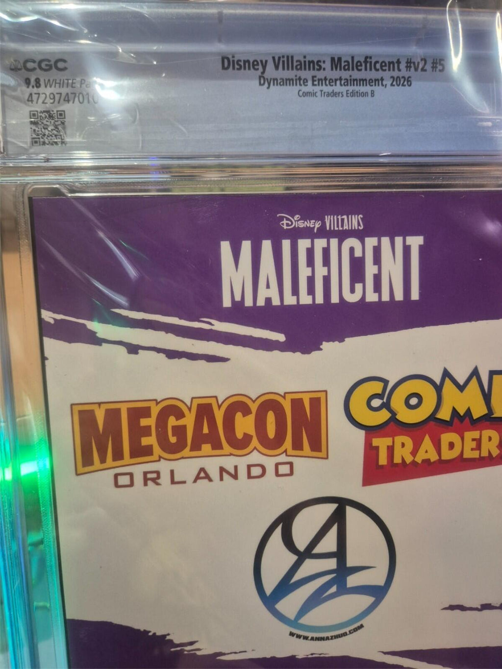 Disney Villains: Maleficent #5, CGC 9.8 TOP POP! Anna Zhuo Pink Virgin Variant