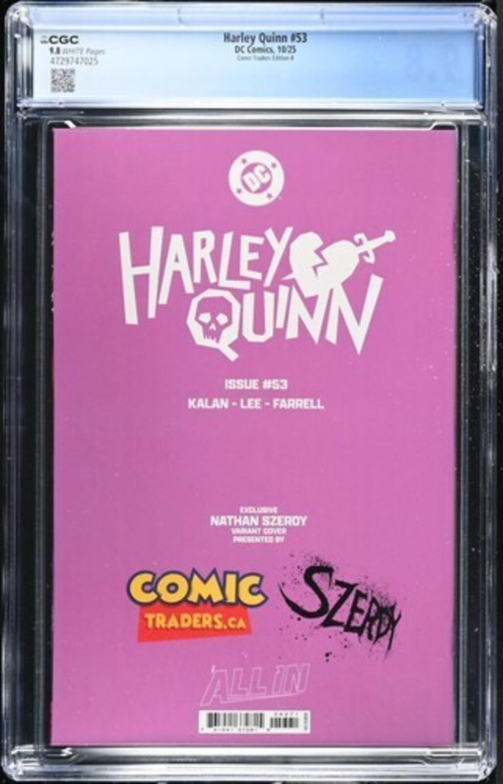 Harley Quinn #53, CGC 9.8 TOP POP, Highest Graded, Szerdy Virgin Var