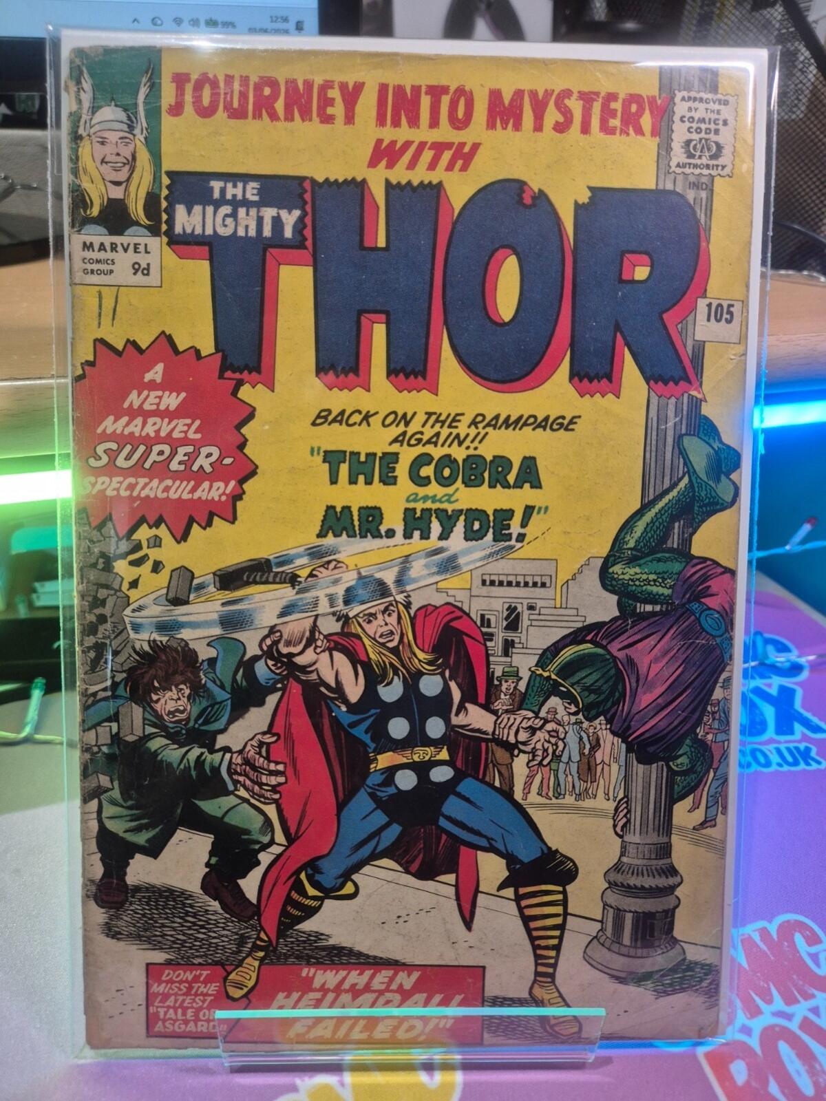 Journey Into Mystery #105, VG+ 4.5 Thor! The Cobra Mr. Hyde! Marvel 1964