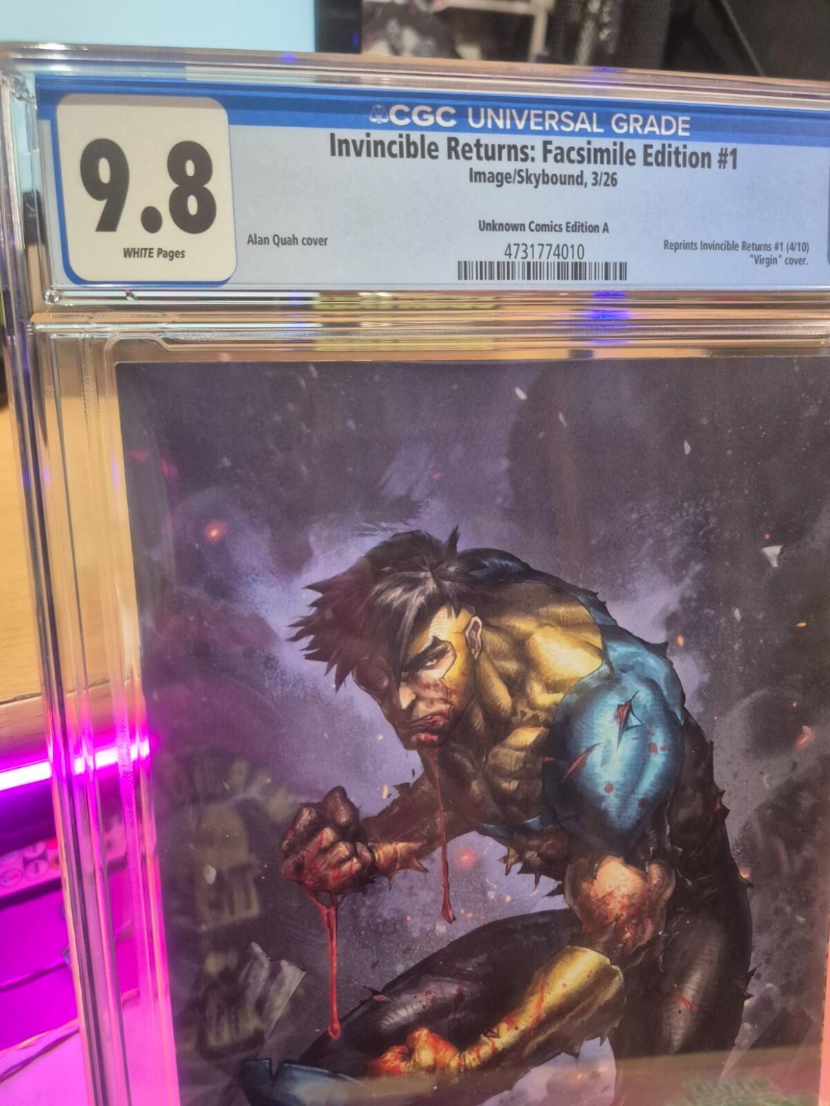 Invincible Returns Facsimile #1, CGC 9.8 TOP POP! Alan Quah Variant