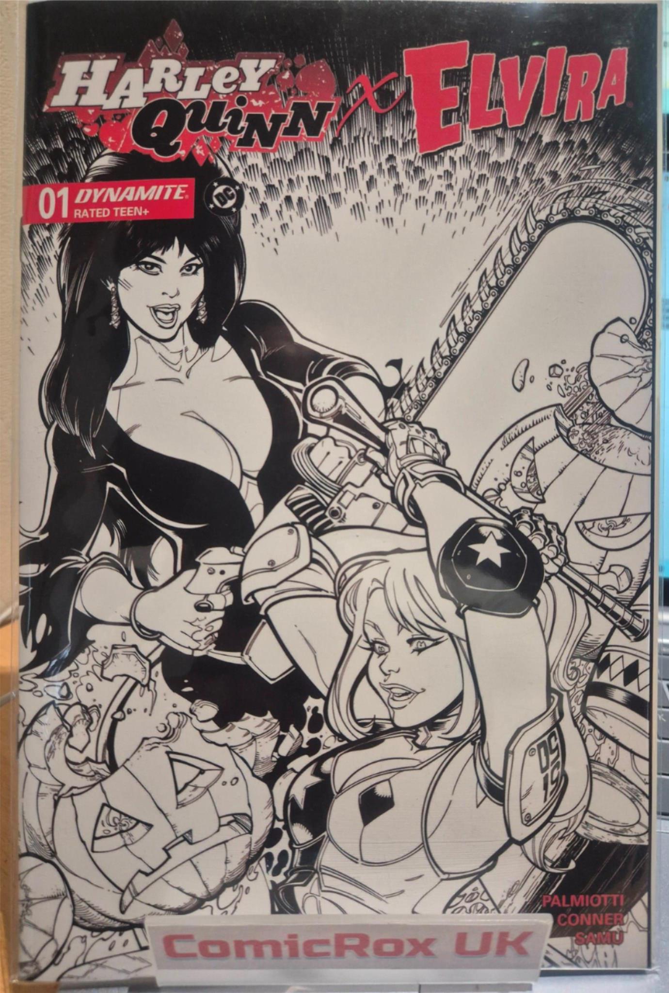 Harley Quinn X Elvira #1 (1:10) Chad Hardin B&W, Dynamite - NM/M