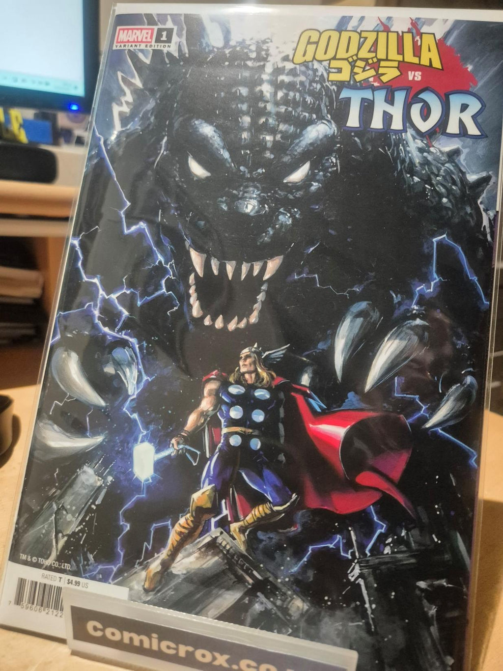 Godzilla vs. Thor, #1, Clayton Crain Incentive Variant (1:25), Mint
