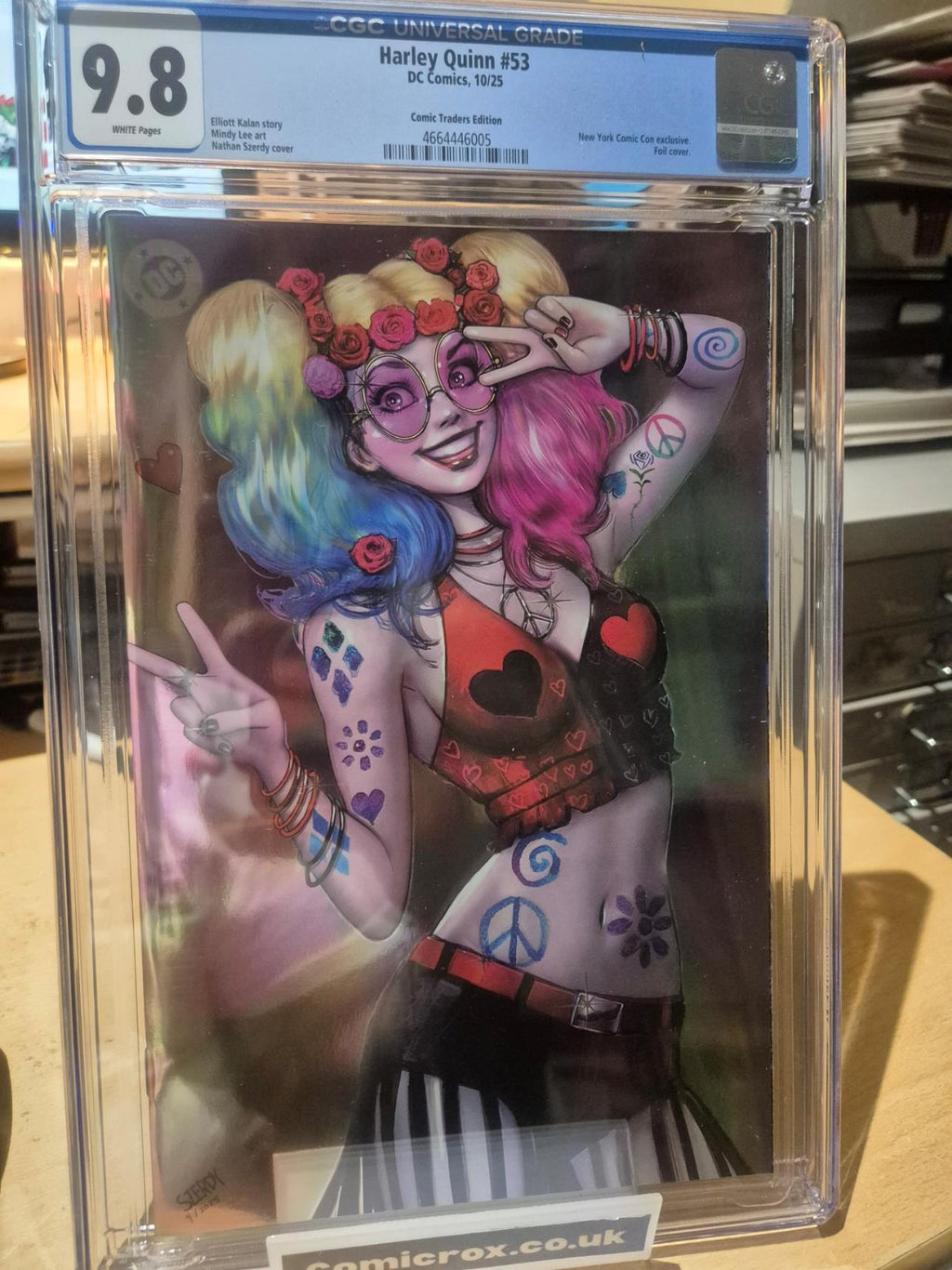 SLAB, HARLEY QUINN, #53, NATHAN SZERDY NYCC EXCLUSIVE SPOT FOIL VARIANT, CGC 9.8