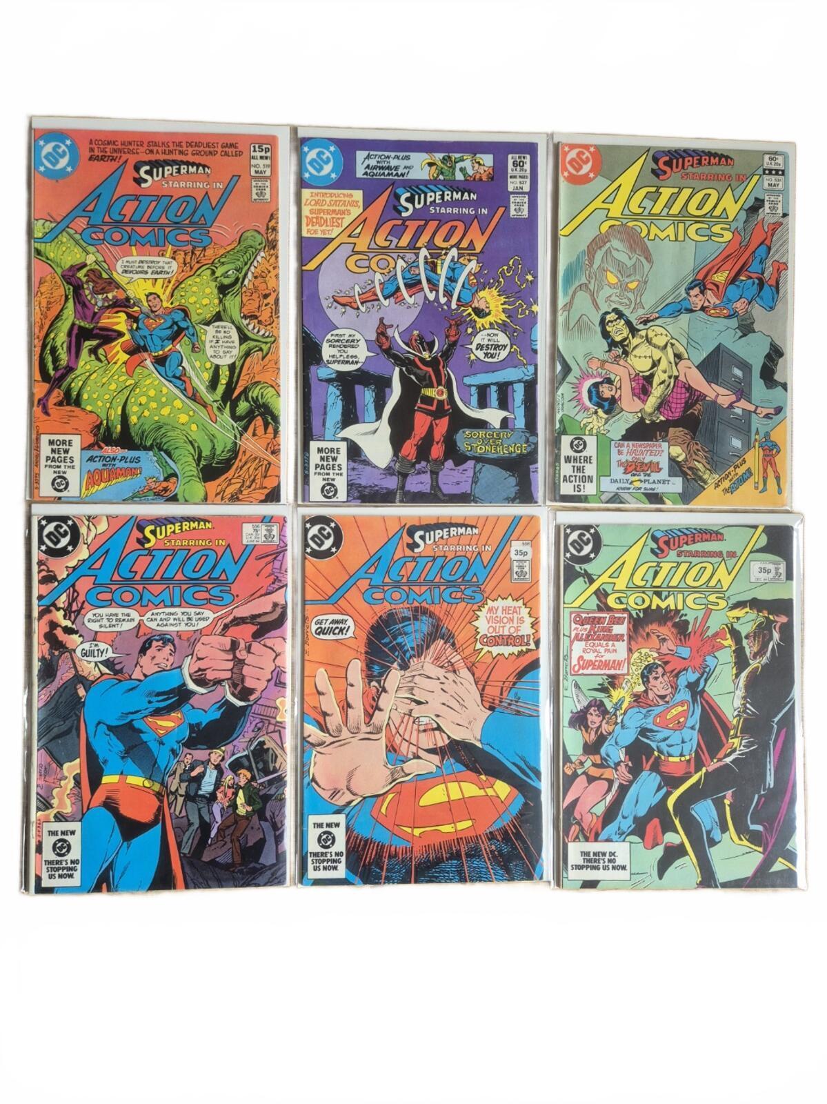 Action Comics Vintage Bundle, 6x Issues #519-562 Range. Good Grade VF/VF+
