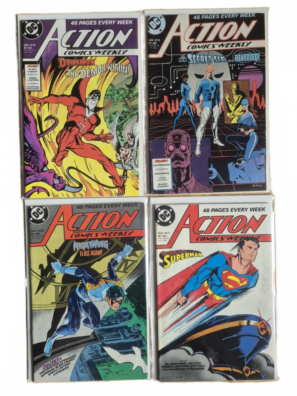 Action Comics 4x Comic Bundle. 1988, #610/612/613/617, VF+
