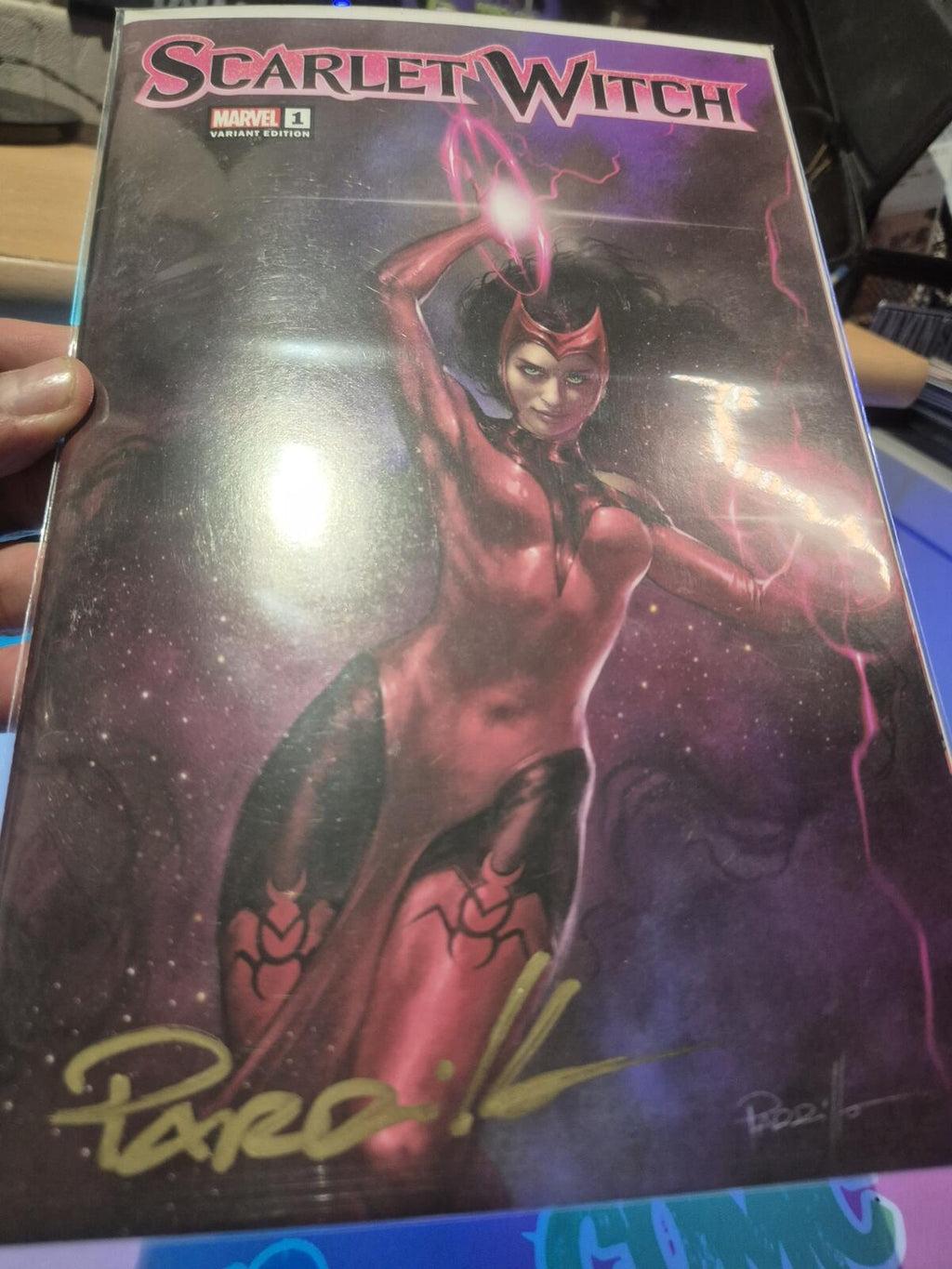 Scarlet Witch #1, Signed by Lucio Parillo, With COA, NM