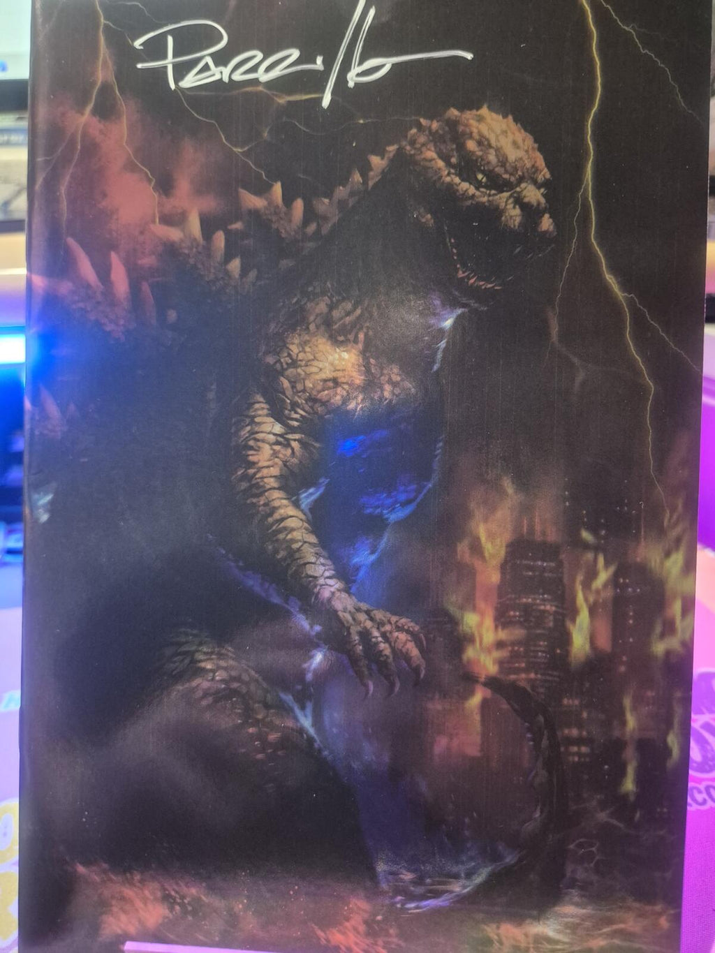 Godzilla In Hell #1, Signed by Lucio Parrillo with COA, Variant Ltd 500, NM