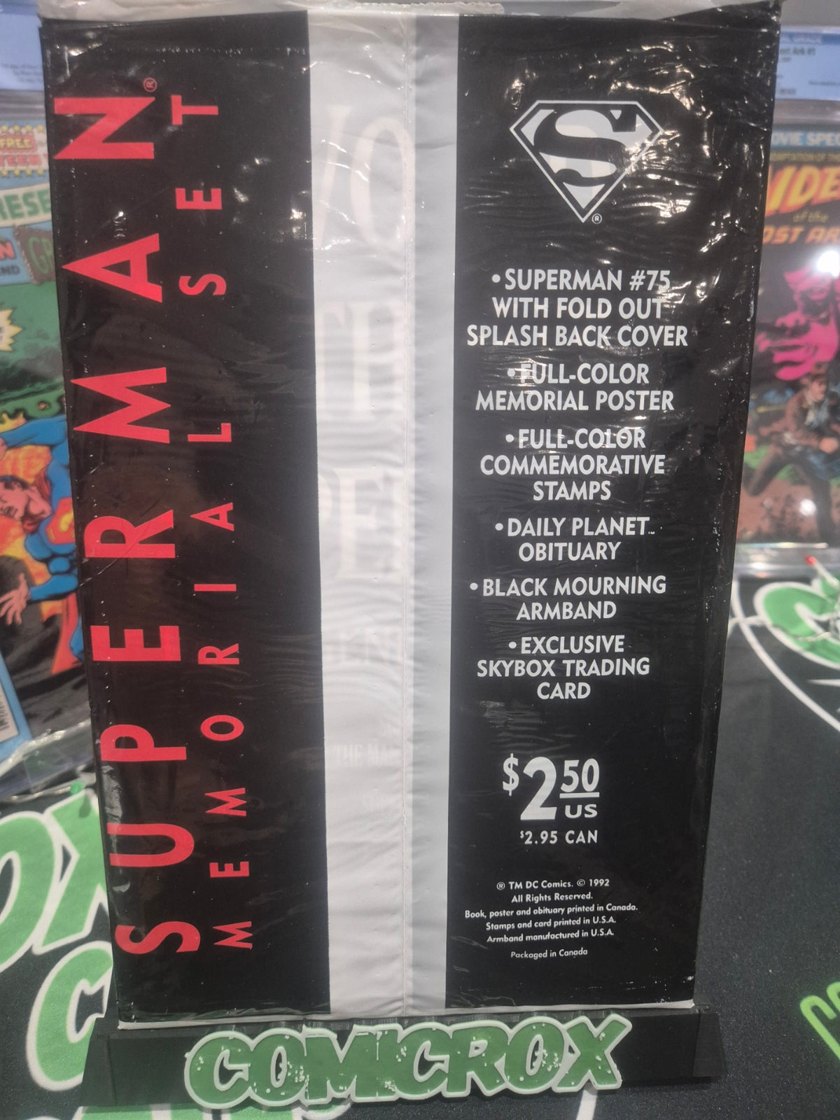 Superman #75 1993 Memorial Set, Trading Card, Sash, Stamps, Poster - NM