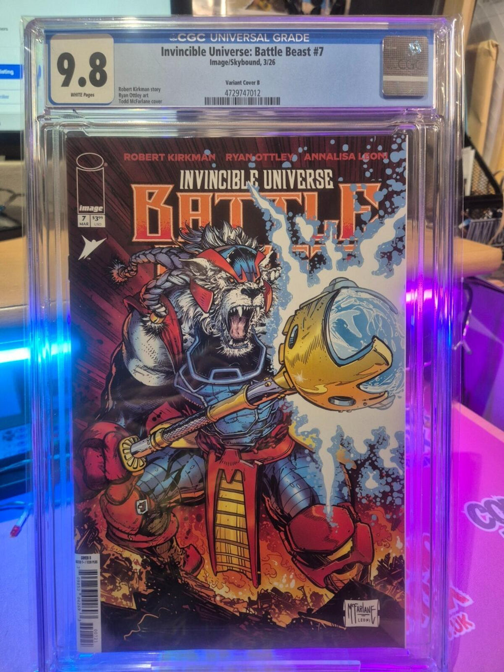 Invincible Universe Battle Beast #7, CGC 9.8, 1st Print, Todd McFarlane Variant