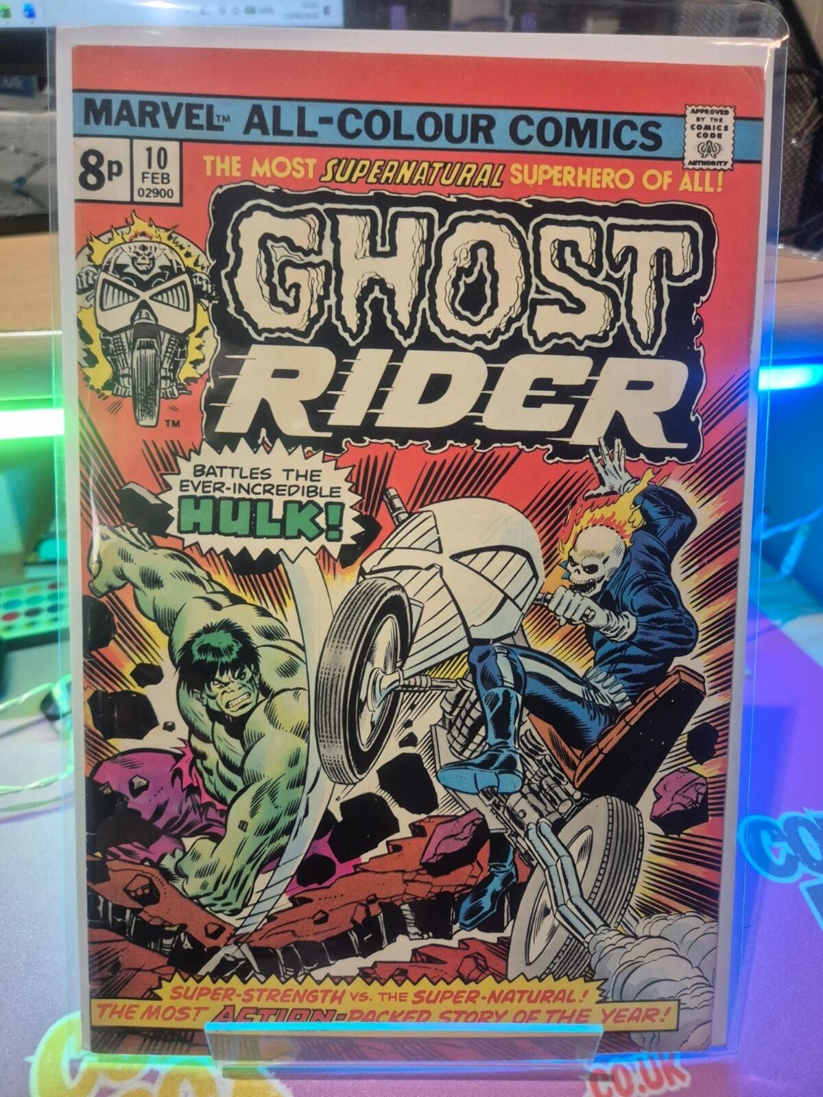 GHOST RIDER #10, 1974, Key: Classic Hulk cover, VF