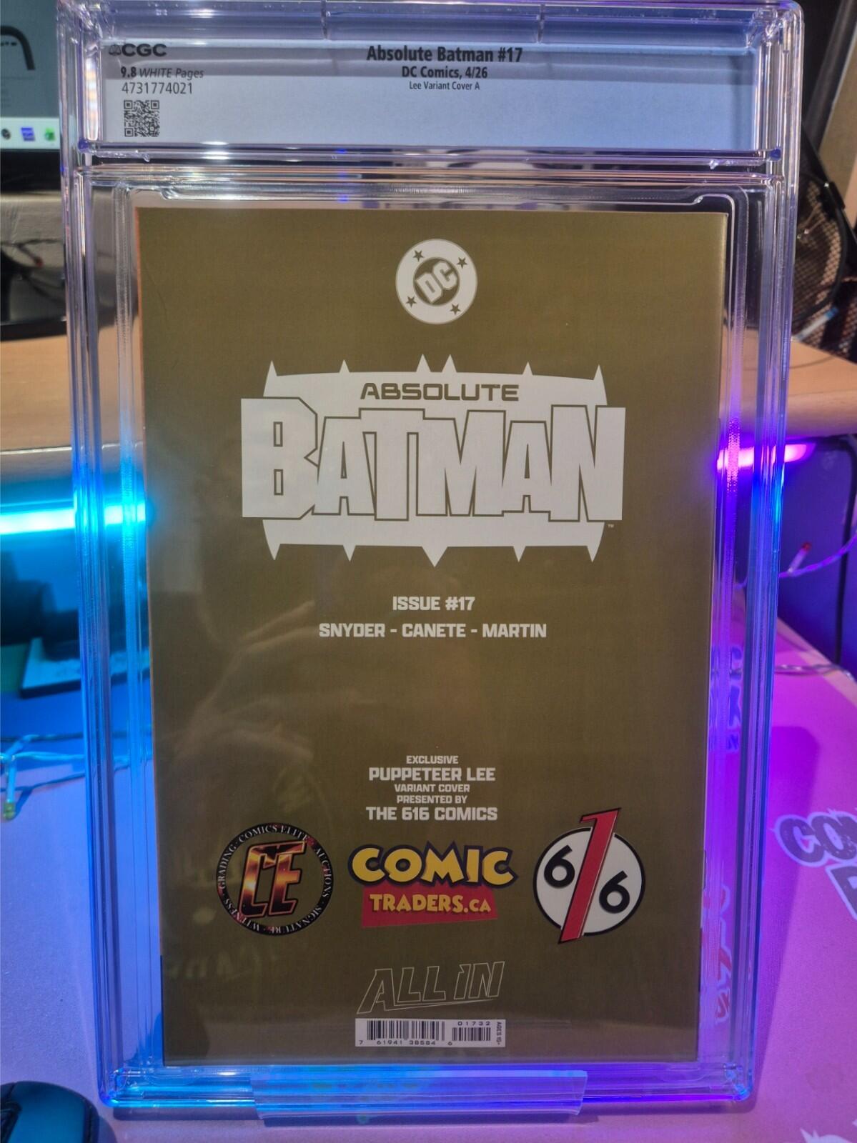 Absolute Batman #17, CGC 9.8 TOP POP!  Puppeteer Lee Exclusive Variant 2026