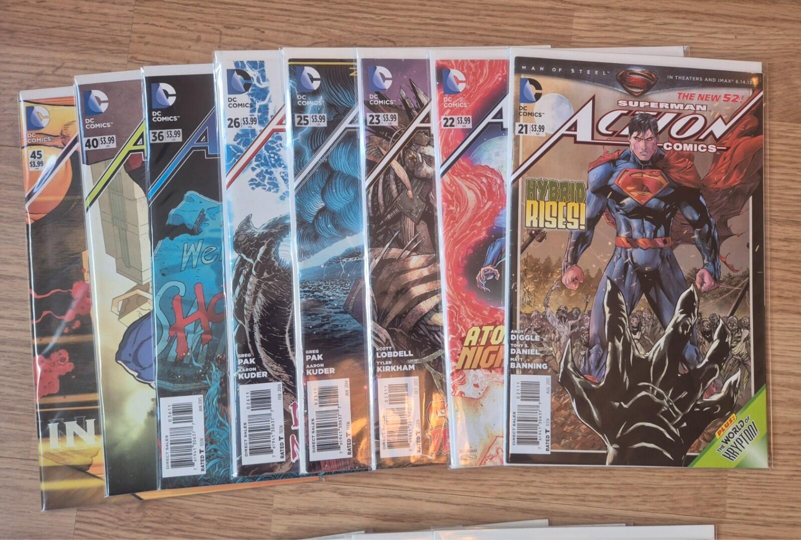 Action Comics , Superman New 52 #1-8 10-14 21-23 25 26 36 40 45 (21 Comics), NM
