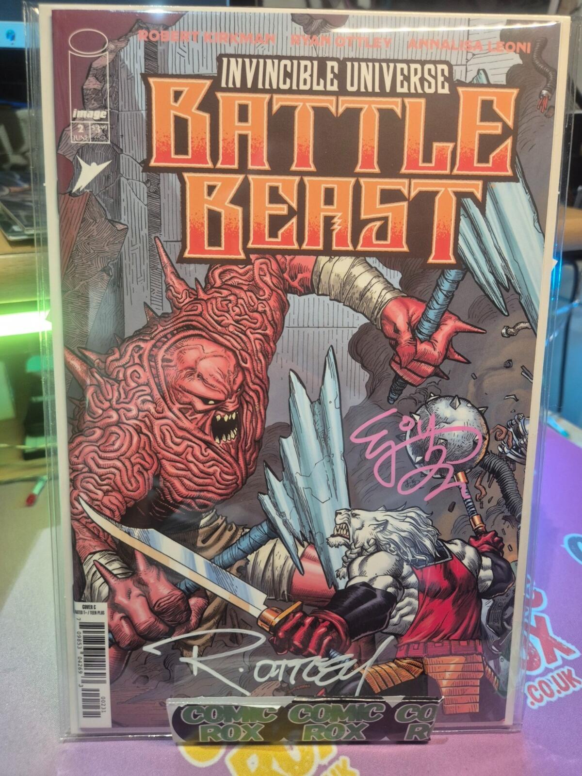 Battle Beast #2, 2nd Print, Rare 1:10, 2x SIGNED Ryan Ottley & EJ SU W COA