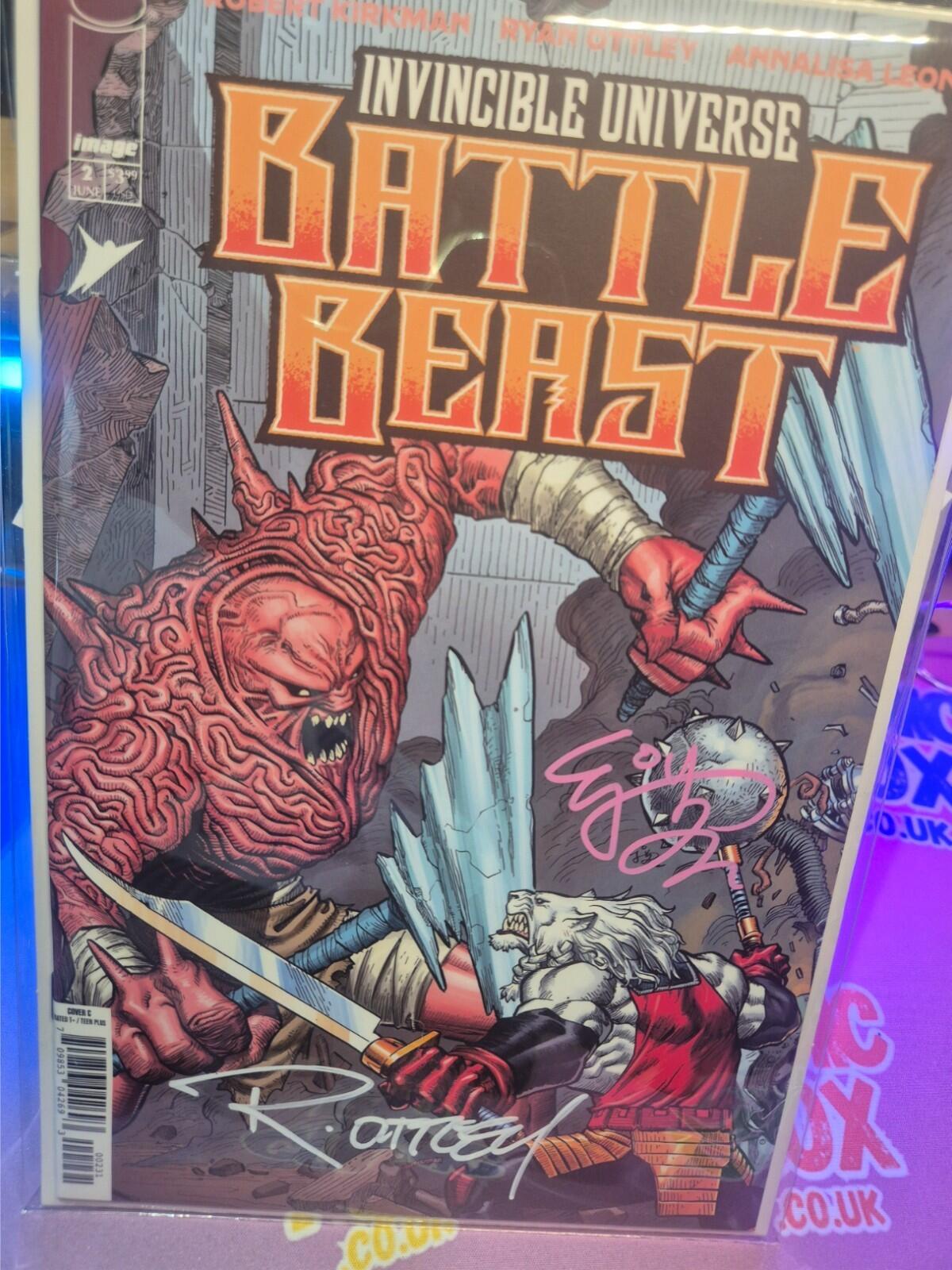Battle Beast #2, 2nd Print, Rare 1:10, 2x SIGNED Ryan Ottley & EJ SU W COA