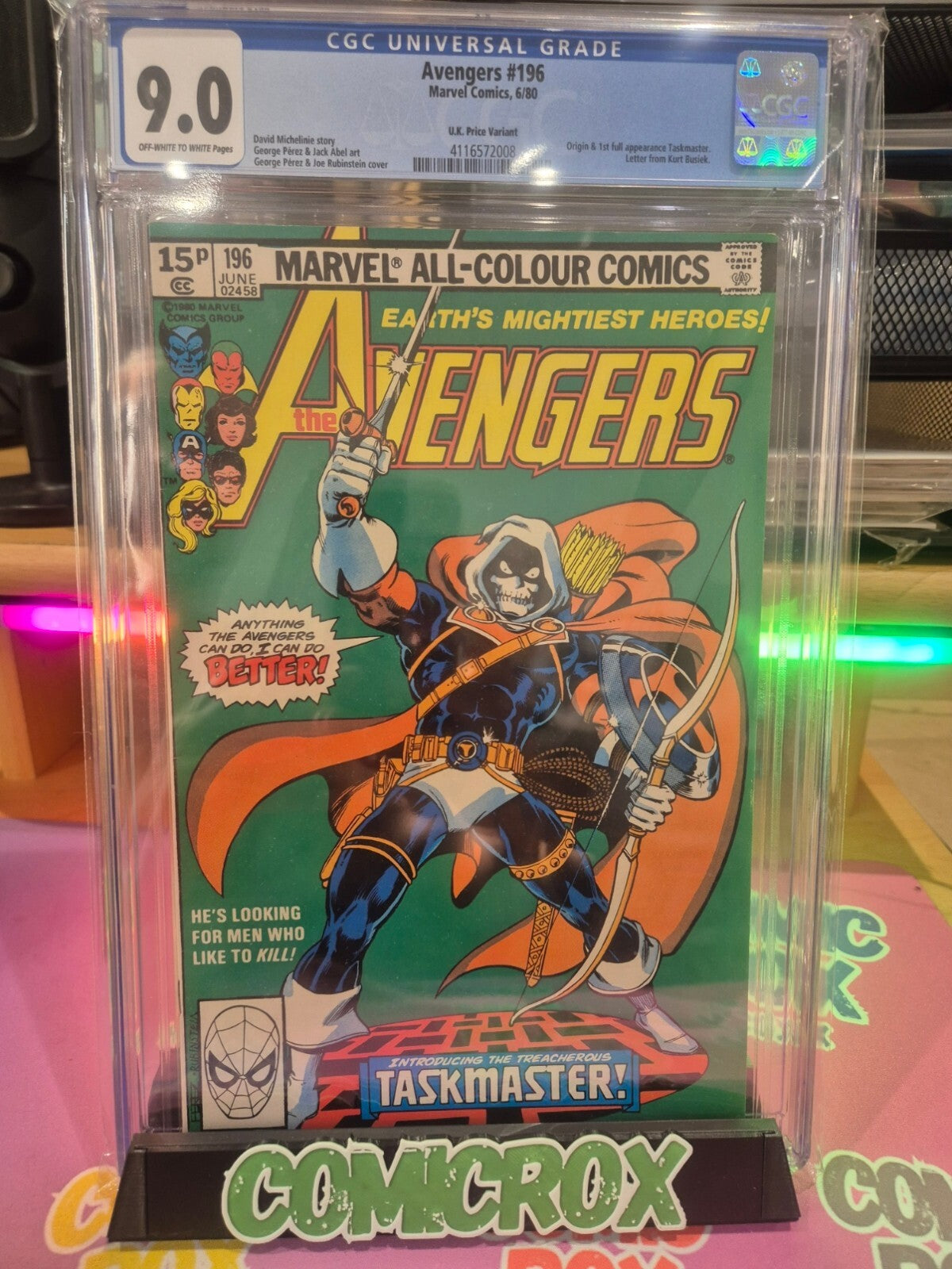 The Avengers #196, CGC 9.0, Origin & 1st full app. Taskmaster, UK Price Var