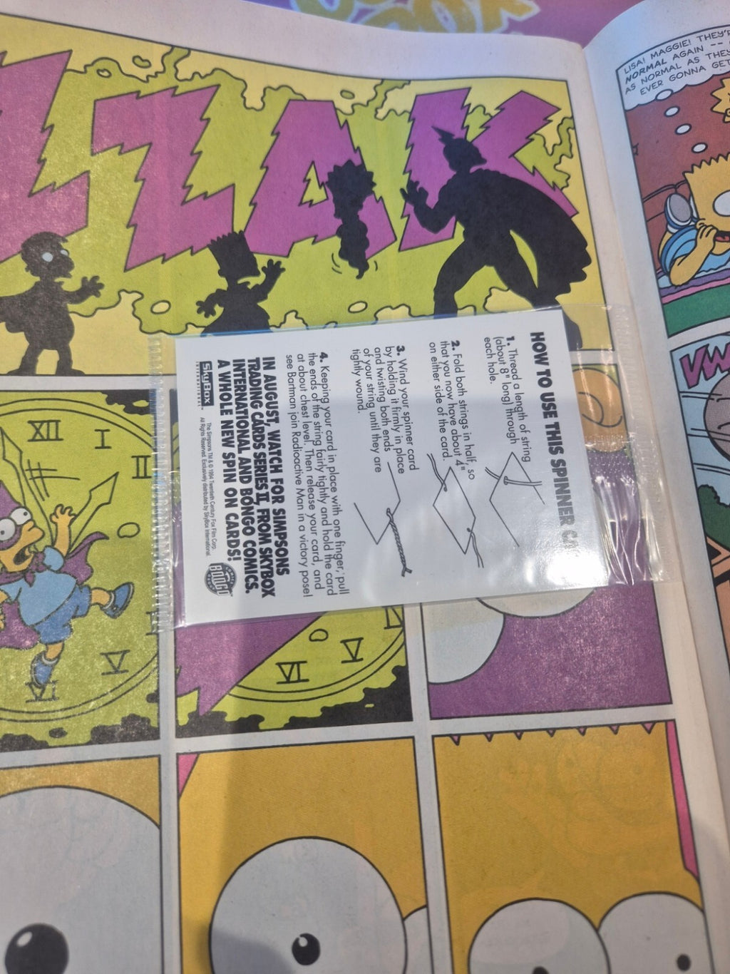 Bartman Meets Radioactive Man #3, 1994, Trading Card & Spinner Attached, 9.4