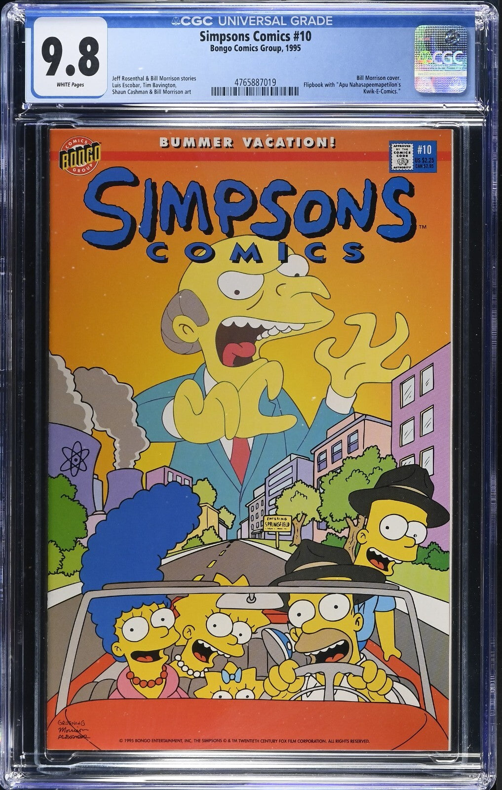 Simpsons Comics #10, CGC 9.8 TOP POP! 1995, Bongo Comics