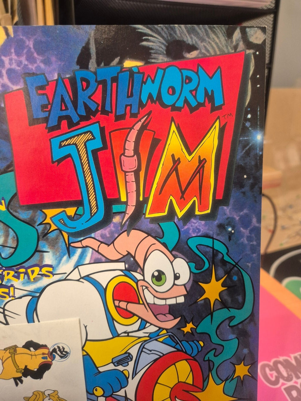 Earthworm Jim Comic #1, Free Stickers & Poster still attached, 1996, NM