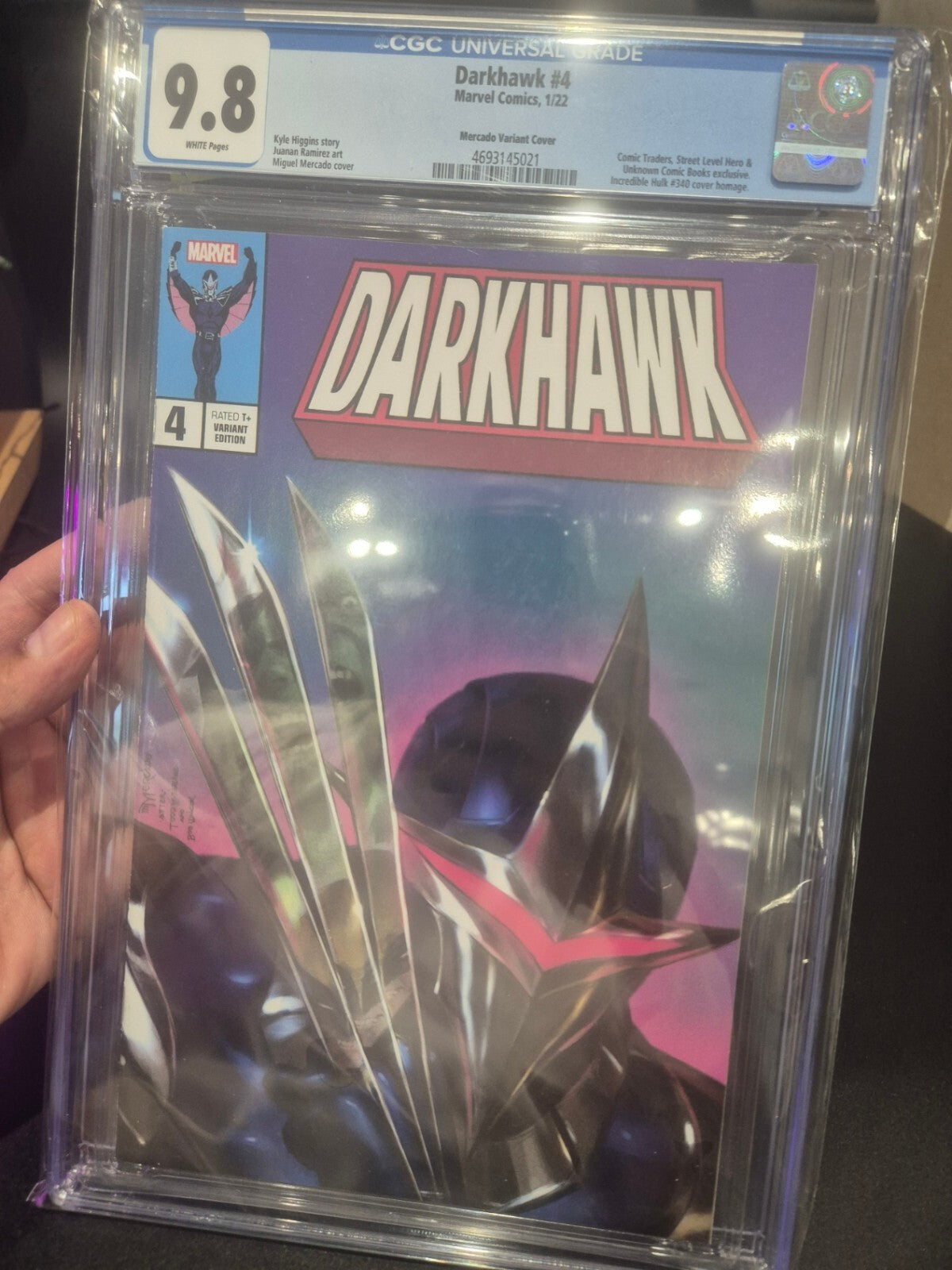 Darkhawk #4, CGC 9.8, Mercado Hulk 340 Homage Variant Cover