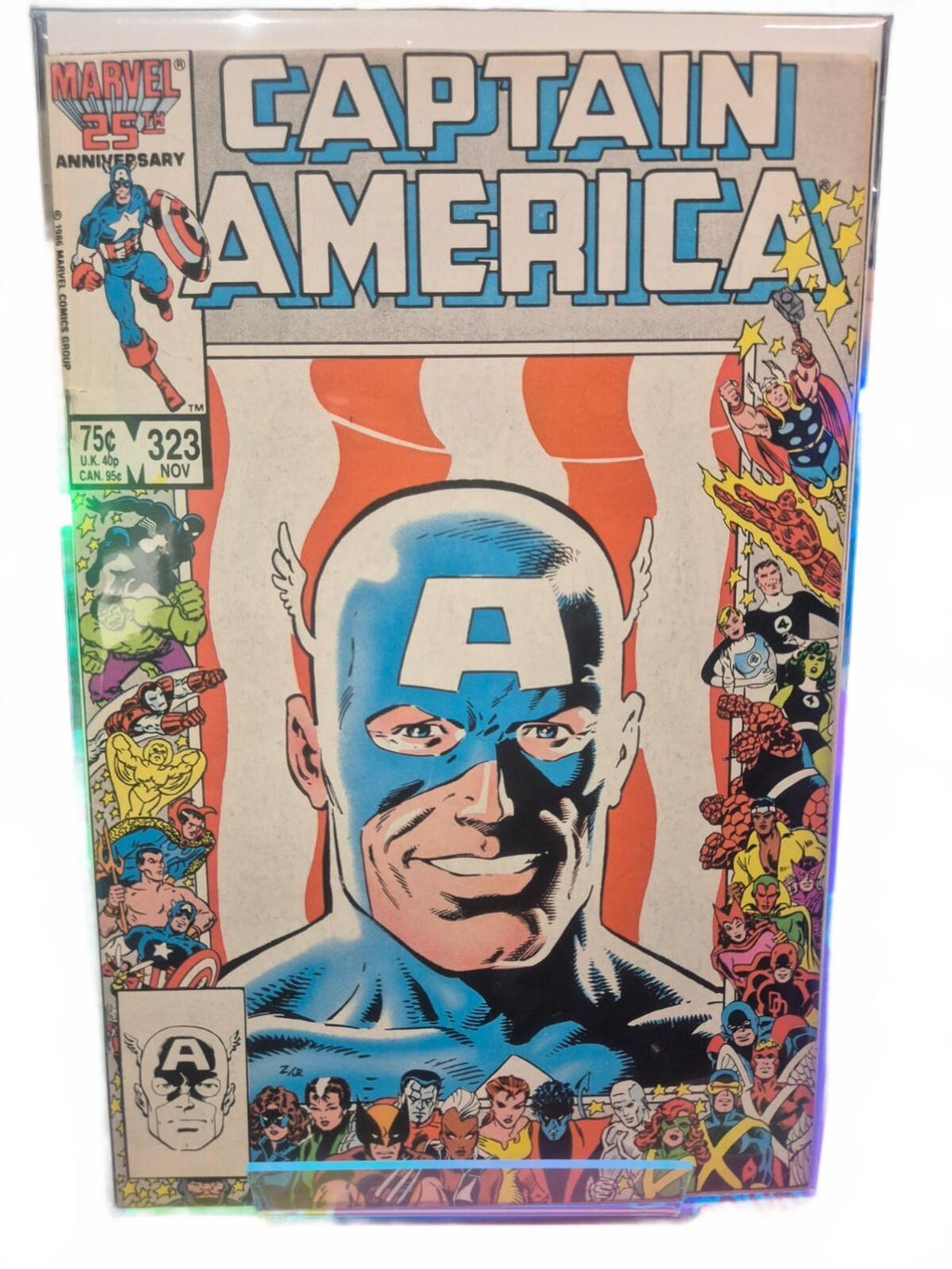 Captain America #323, 1986, Key Issue, Marvel 25th Anniversary Frame Cover, NM
