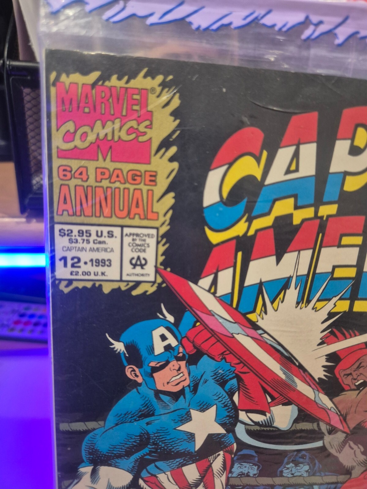 Captain America #12, 1993, Sealed in Polybag with Bantam Trading Card, NM