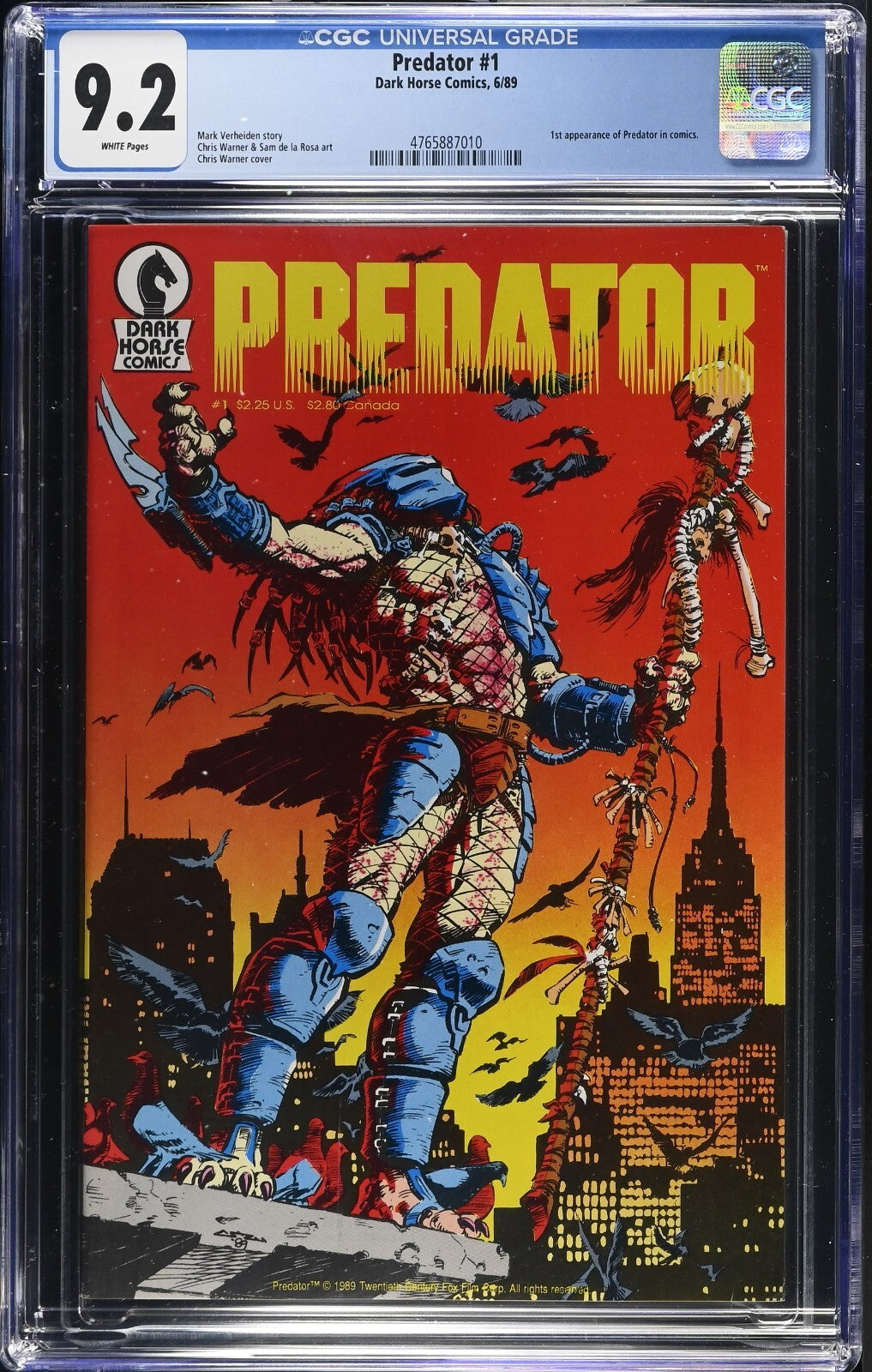 Predator #1, CGC 9.2, 1989, FIRST PRINT, 1st App Predator, Dark Horse