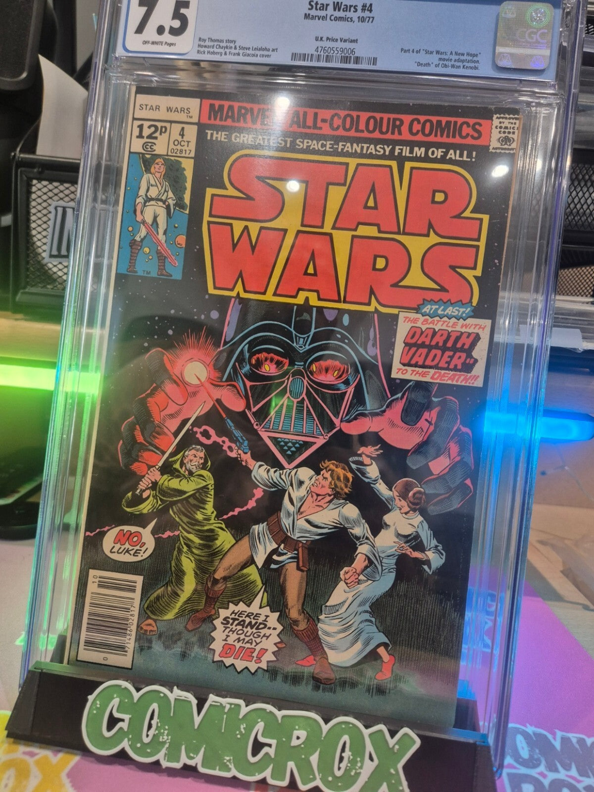 Star Wars #4, CGC 7.5, 1977, Death of Obi-Wan Knobi, UK Price Variant