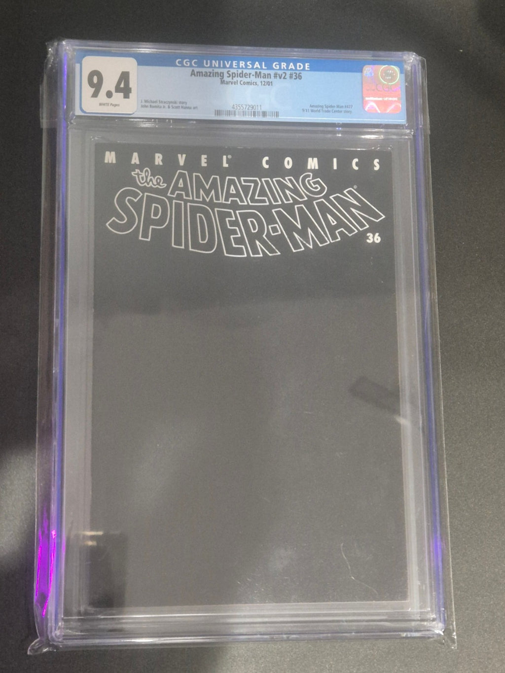 Amazing Spider-Man #36, CGC 9.4, Black 9/11 Tribute Cover