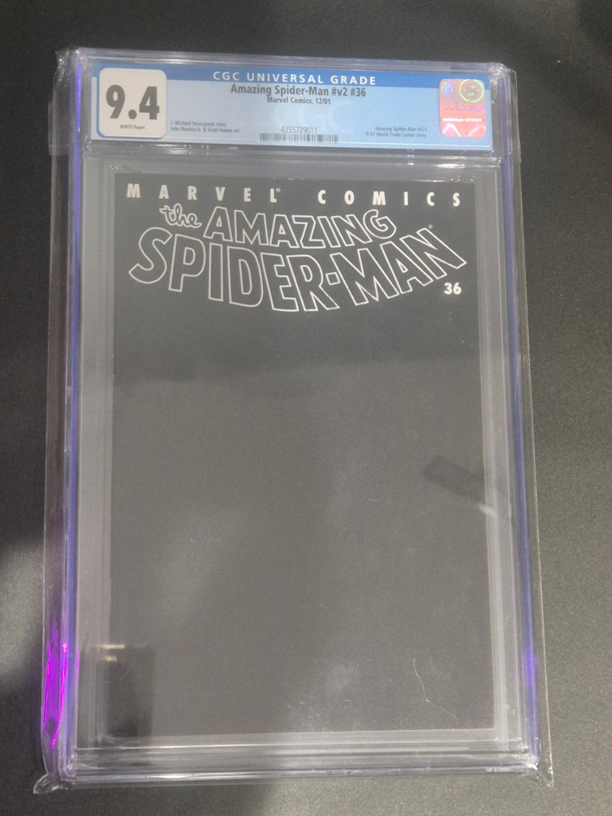 Amazing Spider-Man #36, CGC 9.4, Black 9/11 Tribute Cover