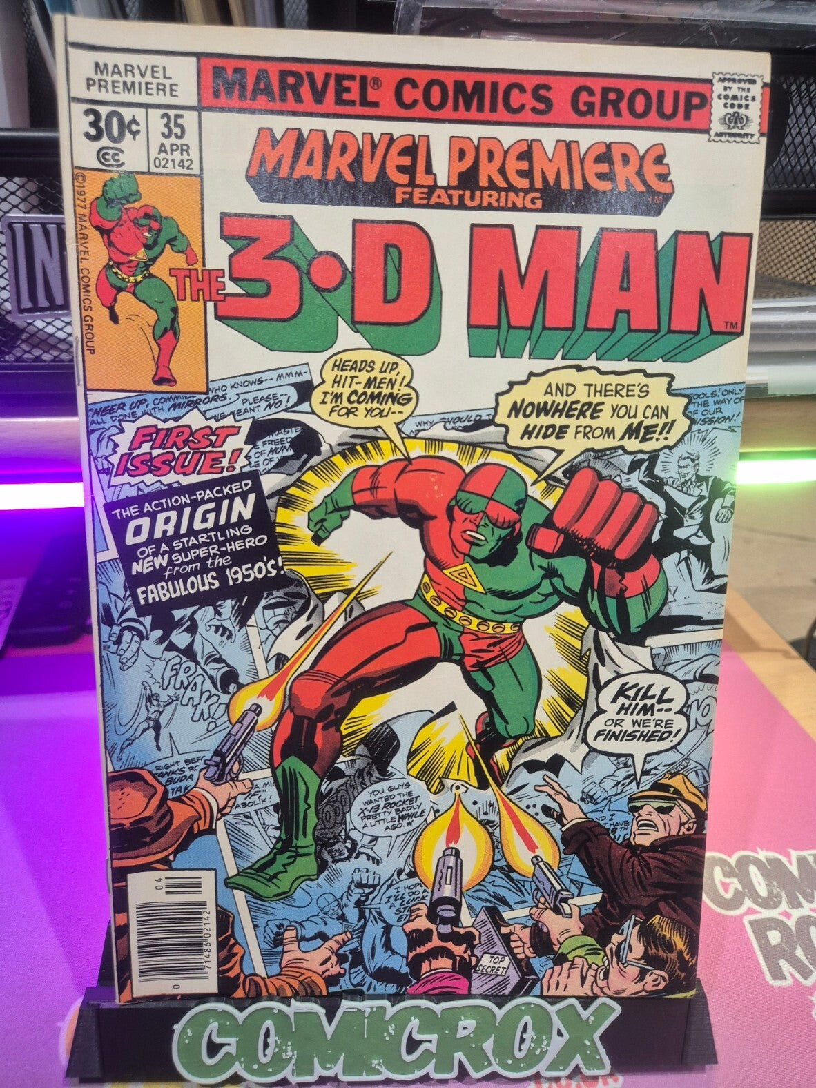 Marvel Premiere #35, 1977, Origin & 1st App 3-D Man, NM- 9.2