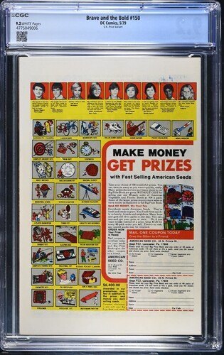 Brave and the Bold #150, CGC 9.2 TOP POP! 1979, UK Price Variant