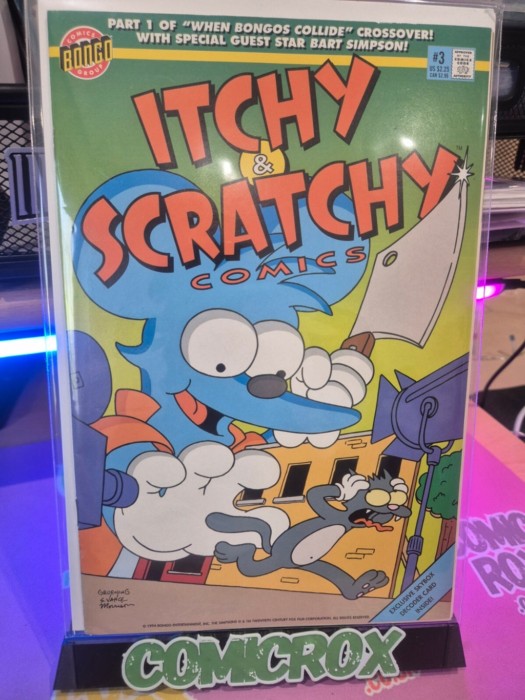 Itchy & Scratchy #3, 1994, Bongo, Trading Cards still attached, 9.2/9.4