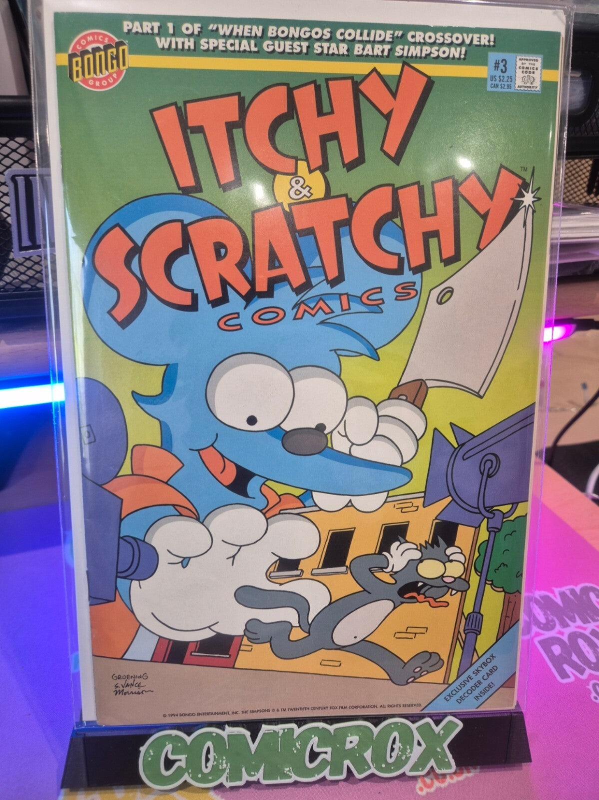 Itchy & Scratchy #3, 1994, Bongo, Trading Cards still attached, 9.2/9.4