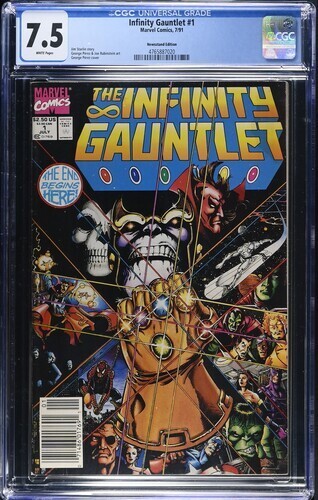 Infinity Gauntlet #1, CGC 7.5, 1991 White Pages, Marvel
