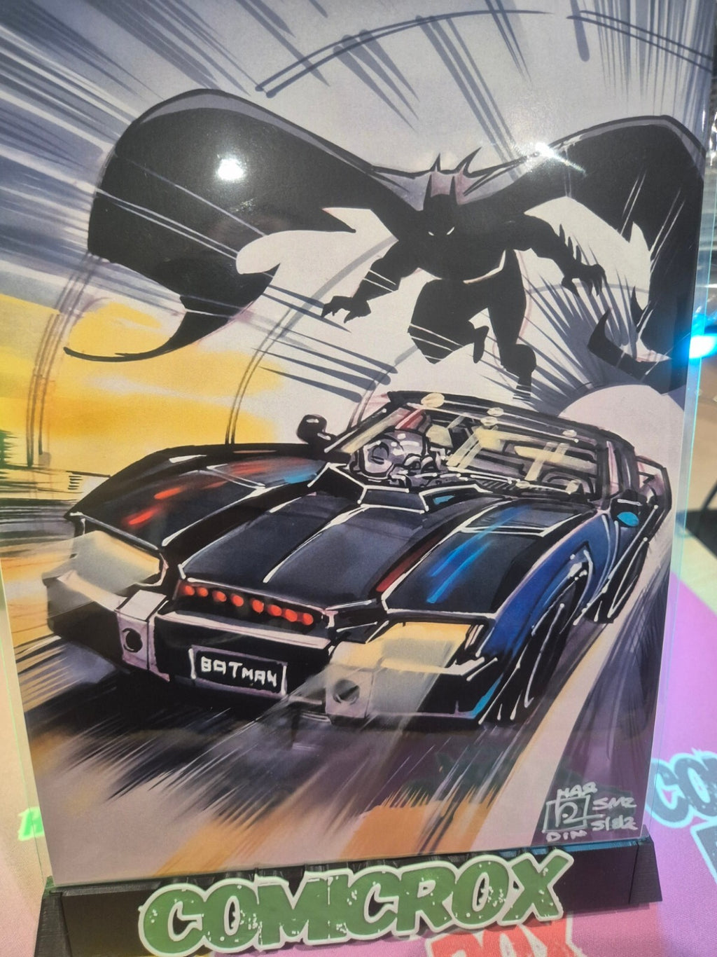 Batman Batmobile Art Print, Signed by Chad Hardin with COA