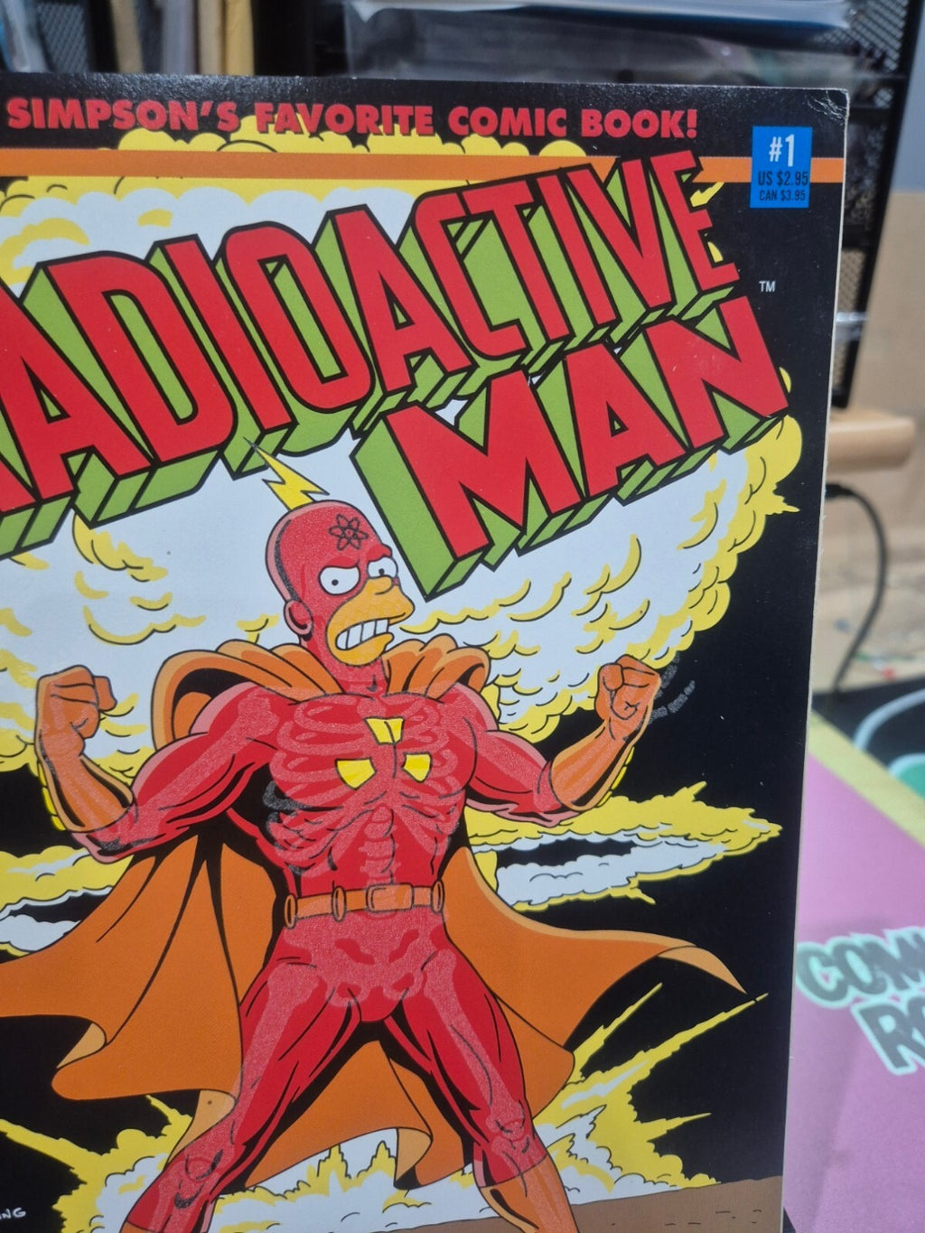 Radioactive Man #1, 1993, GITD & Poster Still Attached, Bongo, NM- (9.0/9.2)