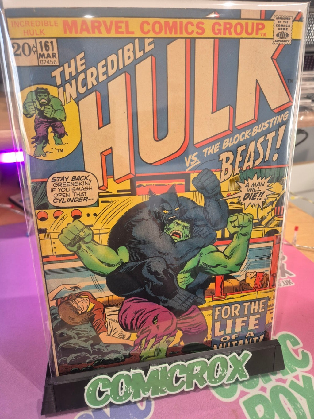 Hulk #161, 1972, Key: Battle of Hulk V Beast, Death of Mimic, FN/VF