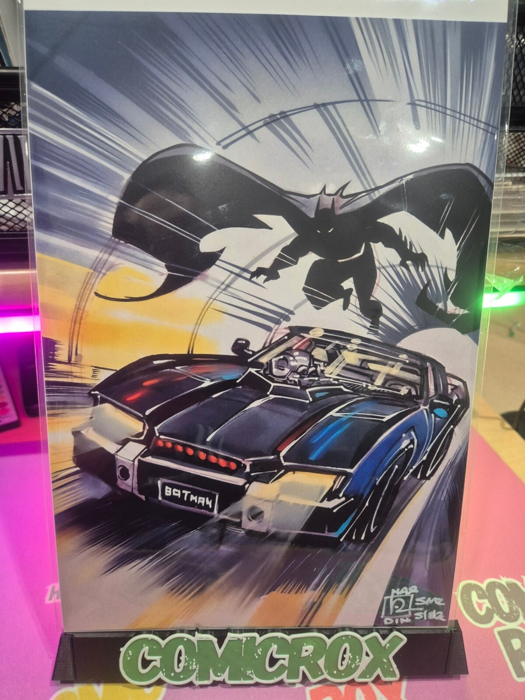 Batman Batmobile Art Print, Signed by Chad Hardin with COA