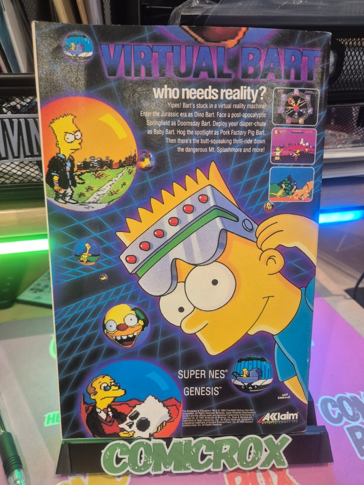 Bartman Meets Radioactive Man #3, 1994, Trading Card & Spinner Attached, 9.4