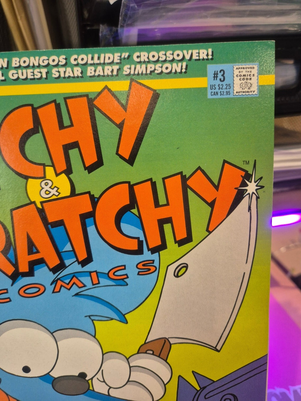 Itchy & Scratchy #3, 1994, Bongo, Trading Cards still attached, 9.2/9.4