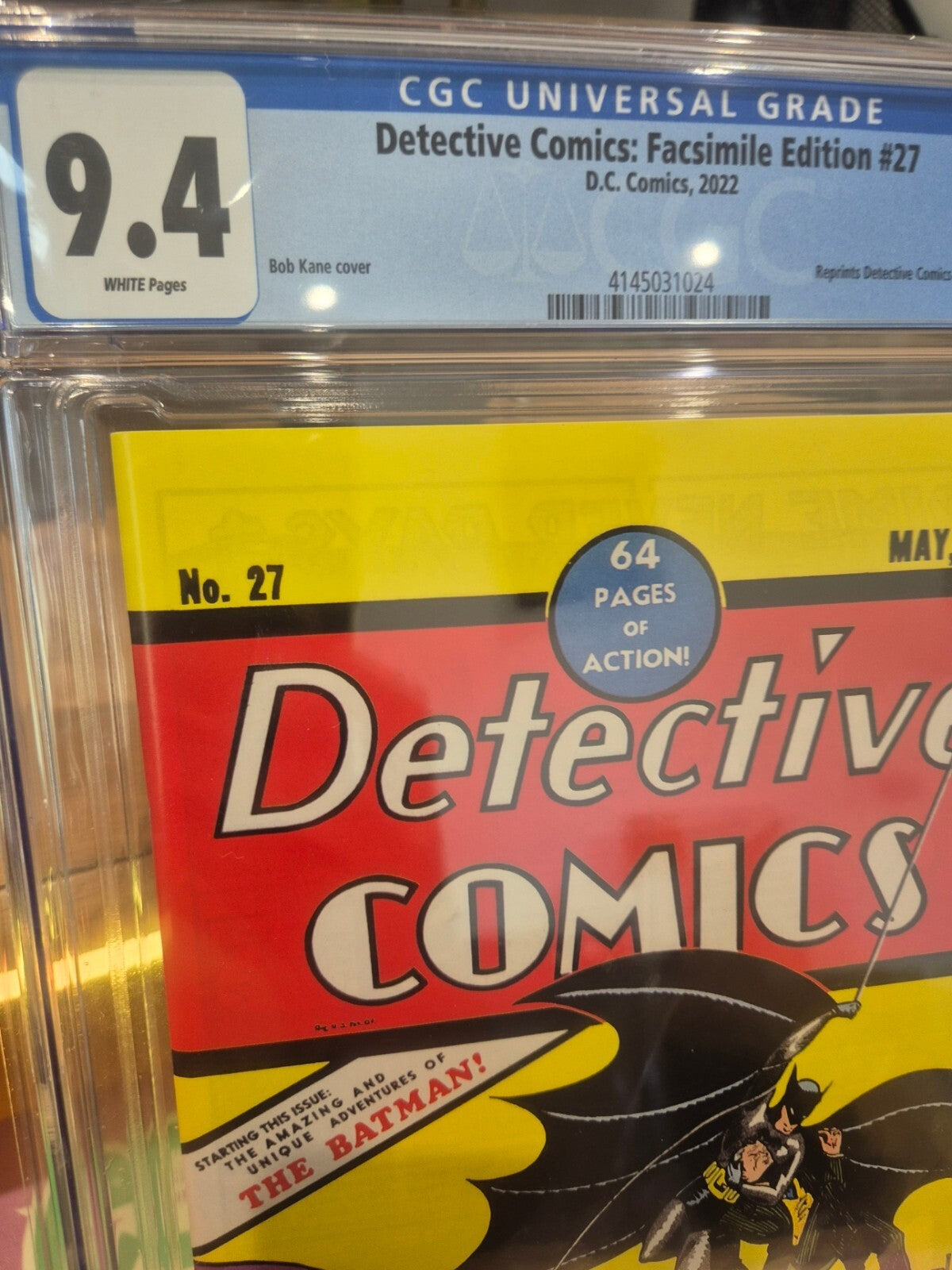 Detective Comics #27 CGC 9.4 Facsimile. 1st Batman. Bob Cane Cover