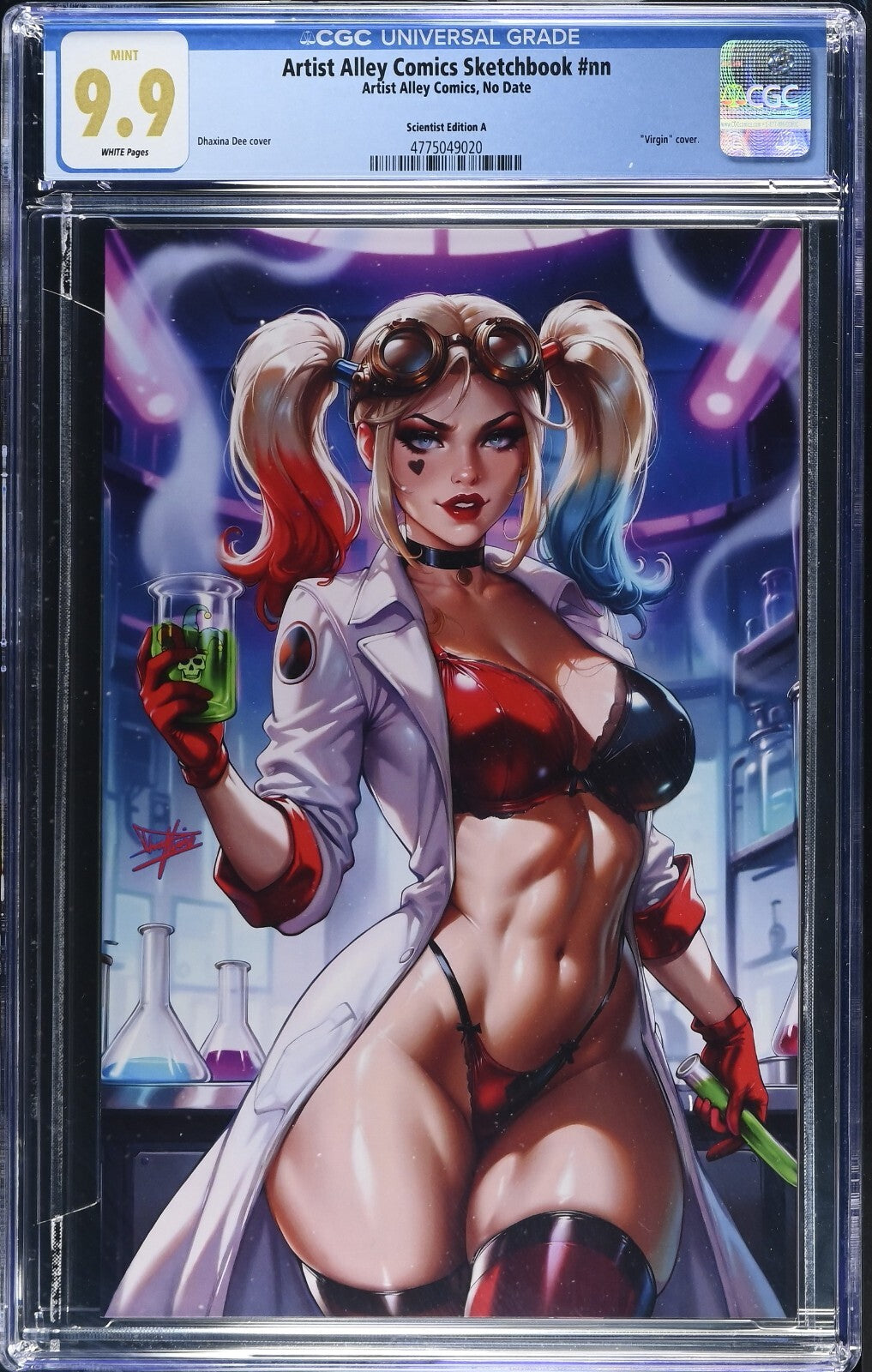 Harley Quinn Scientist, CGC 9.9 Top Pop! Highest Graded, Artist Alley