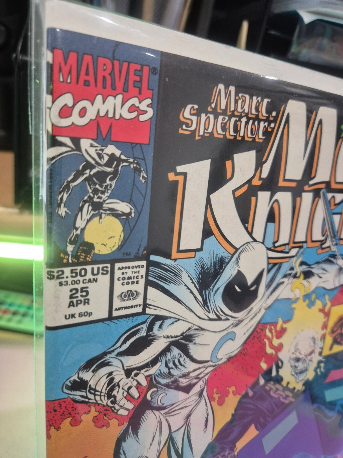 Moon Knight #25, 1st Team-up of Moon Knight and Ghost Rider, 1991, Mint 9.8