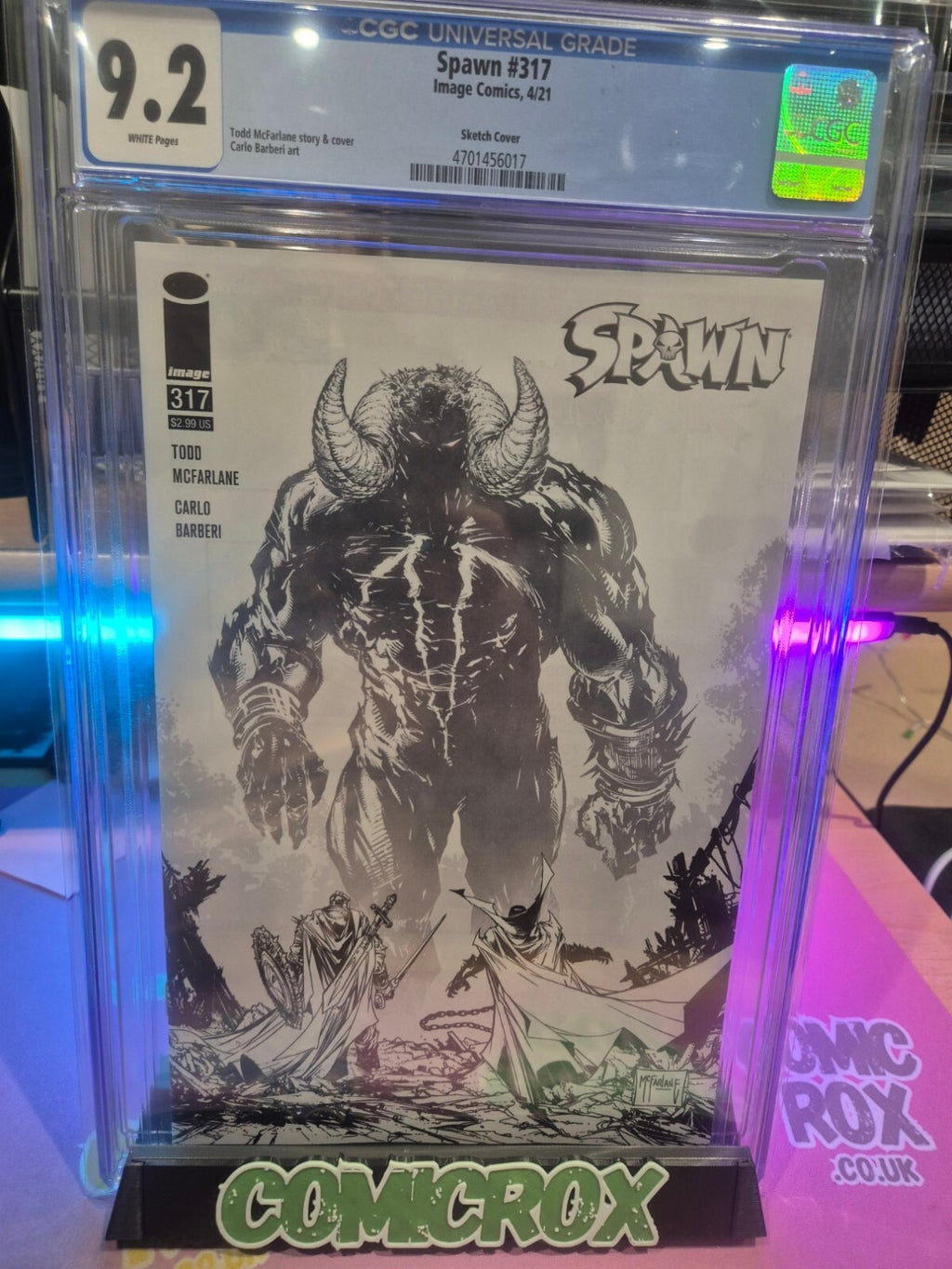 Spawn #317, CGC 9.2, 2021, Todd McFarlane Black & White Cover