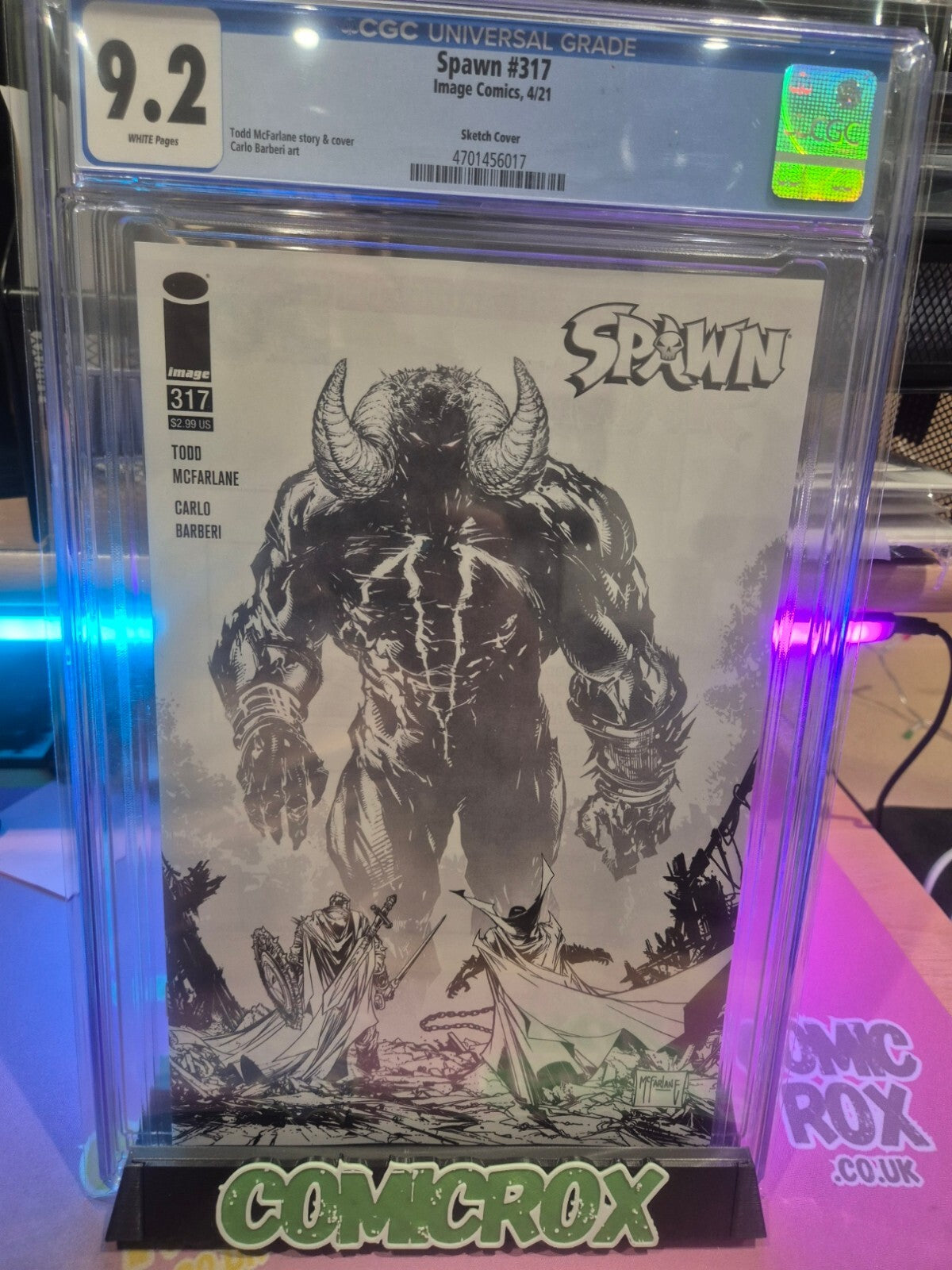 Spawn #317, CGC 9.2, 2021, Todd McFarlane Black & White Cover