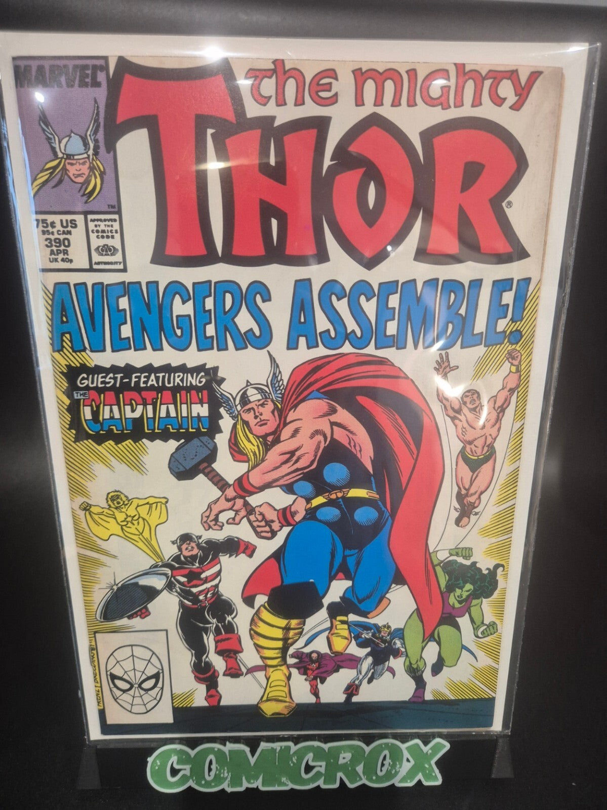 The Mighty Thor #390, 1988, Capt America Lifts Thors Hammer, 9.4/9.6