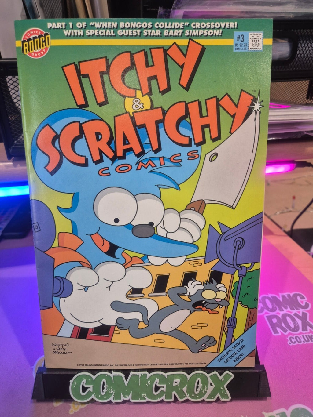 Itchy & Scratchy #3, 1994, Bongo, Trading Cards still attached, 9.2/9.4