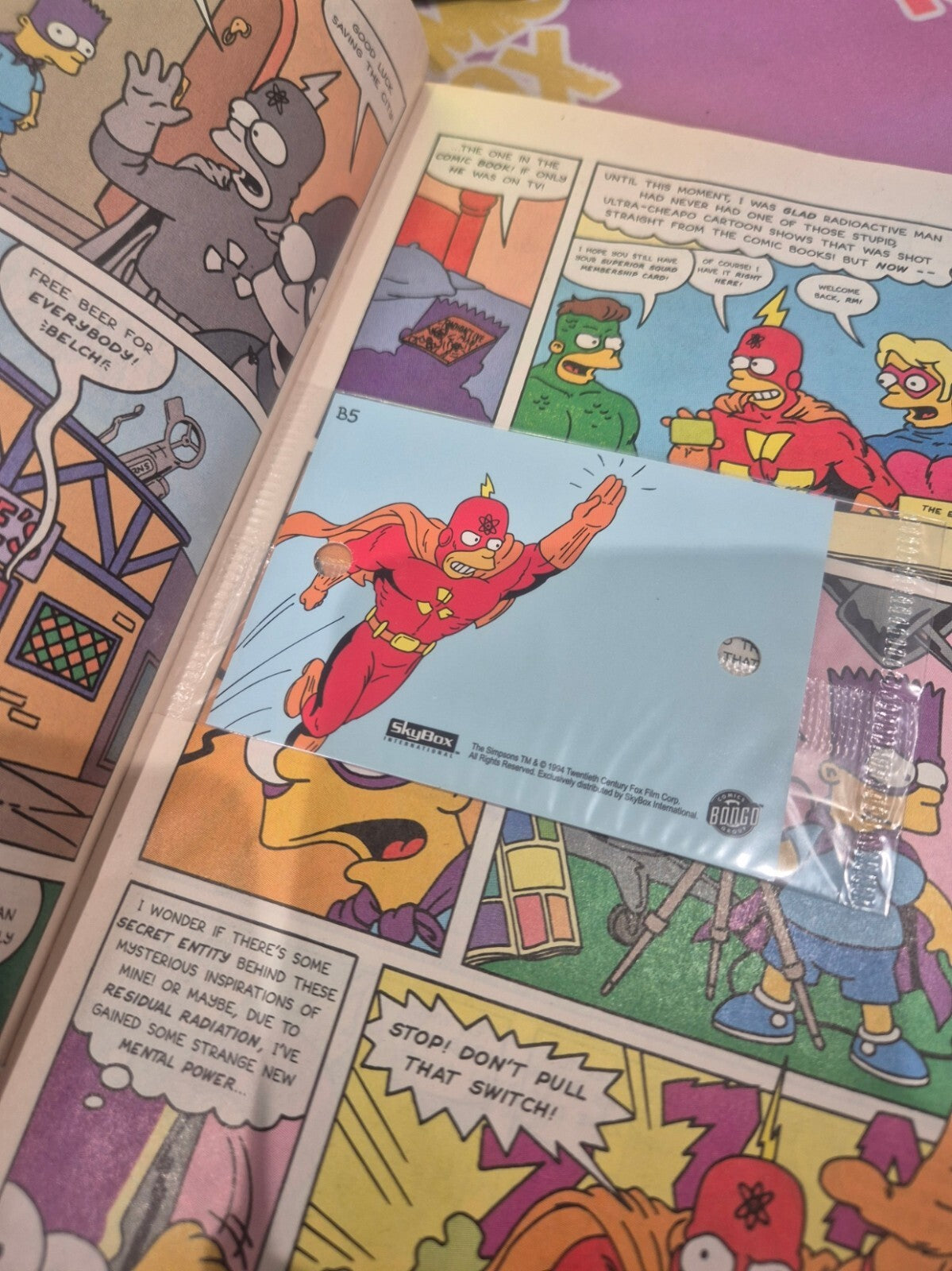 Bartman Meets Radioactive Man #3, 1994, Trading Card & Spinner Attached, 9.4