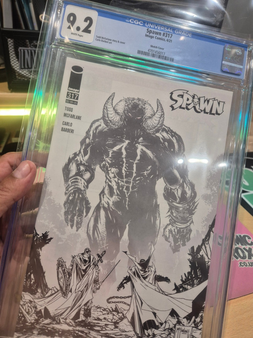 Spawn #317, CGC 9.2, 2021, Todd McFarlane Black & White Cover