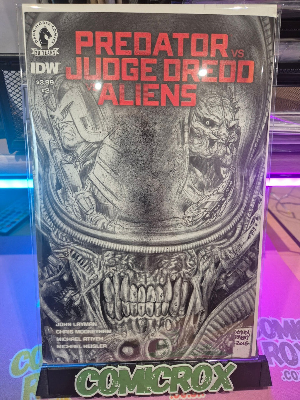 Predator vs Judge Dredd vs Aliens #2, 2016, Rare Pencil Variant, VF+ to VF/NM
